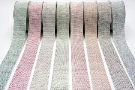 Twinkle Silver Woven Ribbon - Metallic silver yarn with color yarn woven ribbon